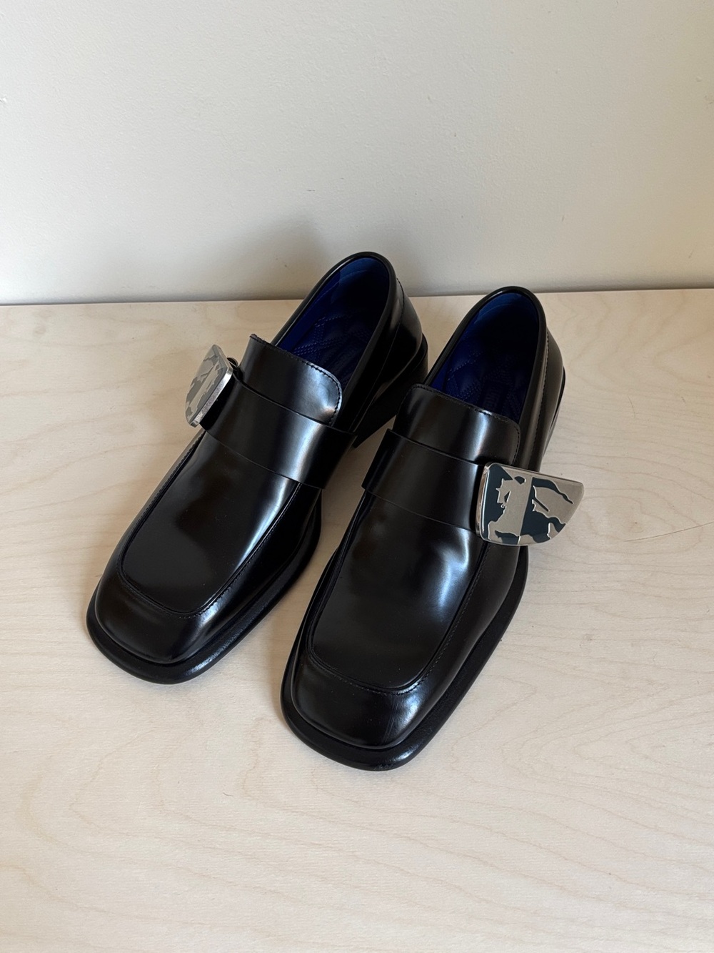 Burberry Shield Leather Loafers Black Size 36